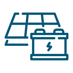 Solar panel and battery with electricity symbol, green energy concept.