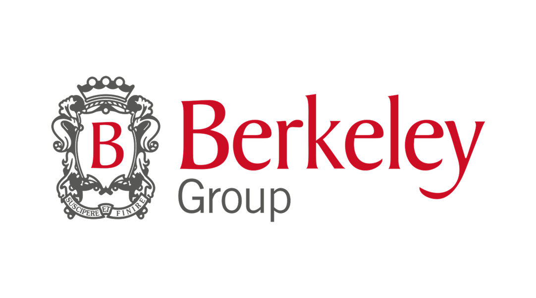 Berkeley Group logo featuring red text and a gray stylized letter B.