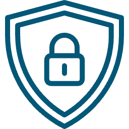 Shield icon with a lock, representing security and protection against threats.
