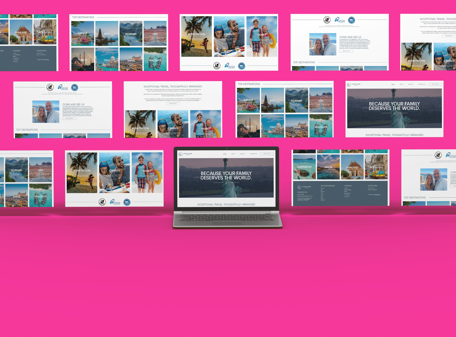 Hythe & Seek Travel website desktop view, Wix web design by The Wix Guys