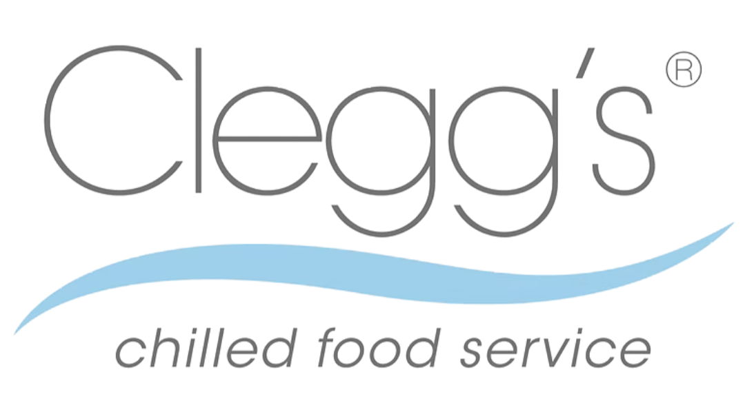 Clegg's certified funeral services logo, black text over blue wave.
