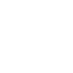 White logo inside square frame, with oriental styled characters ABOUT design