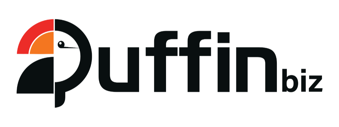 Duffin.biz logo with a colorful design on black background, website branding.