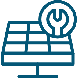 Solar panel with power button icon, representing renewable energy and sustainability.