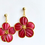 Miniature : Boucles d'oreilles fleur couleur rouge nacré
