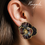Miniature : Boucles d'oreilles fleur XXL couleur marron et noir irisé