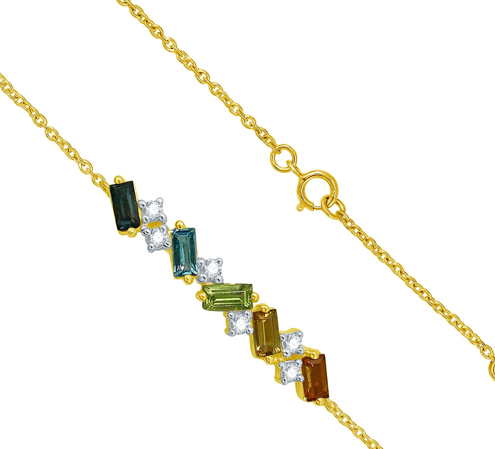 Bracelet « Arc-en-ciel baguette » en or jaune