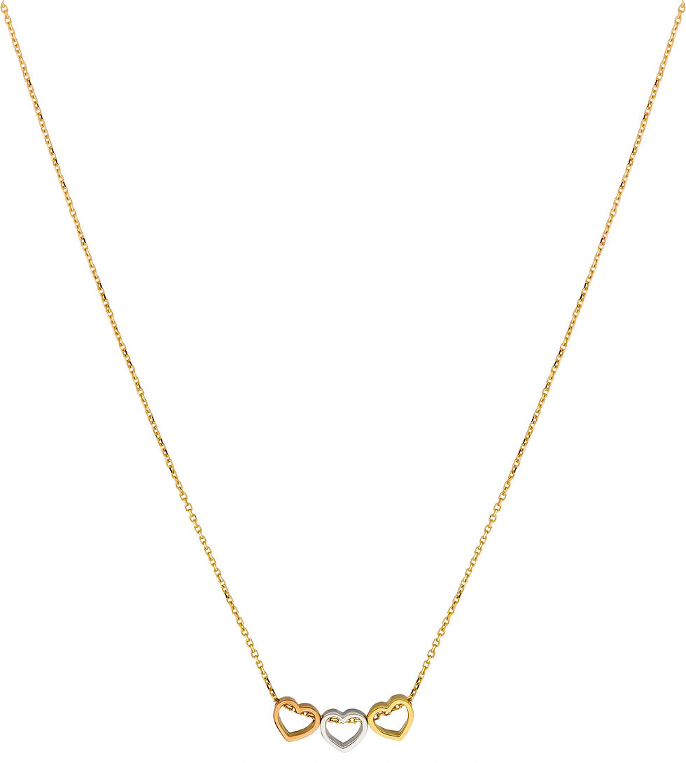 Miniature : Collier 3 Cœurs Coulissants en Trois Ors
