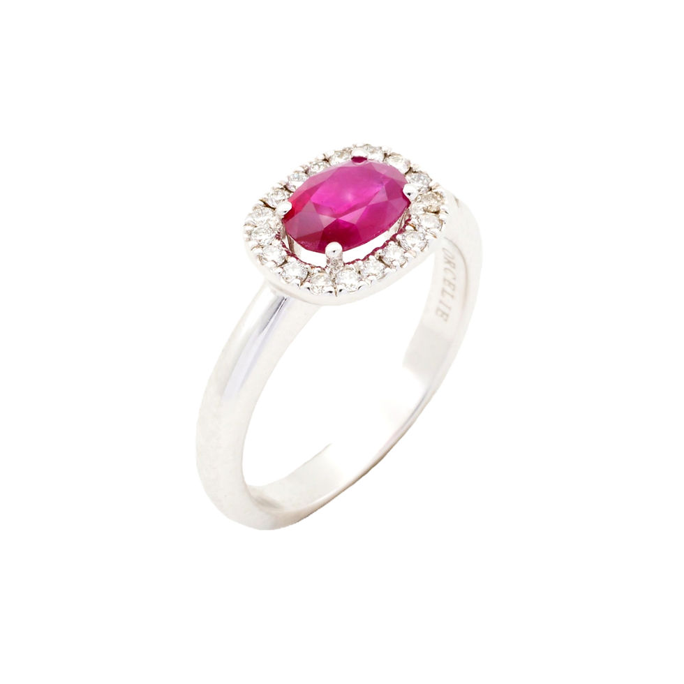 Bague Or blanc, Rubis et diamants