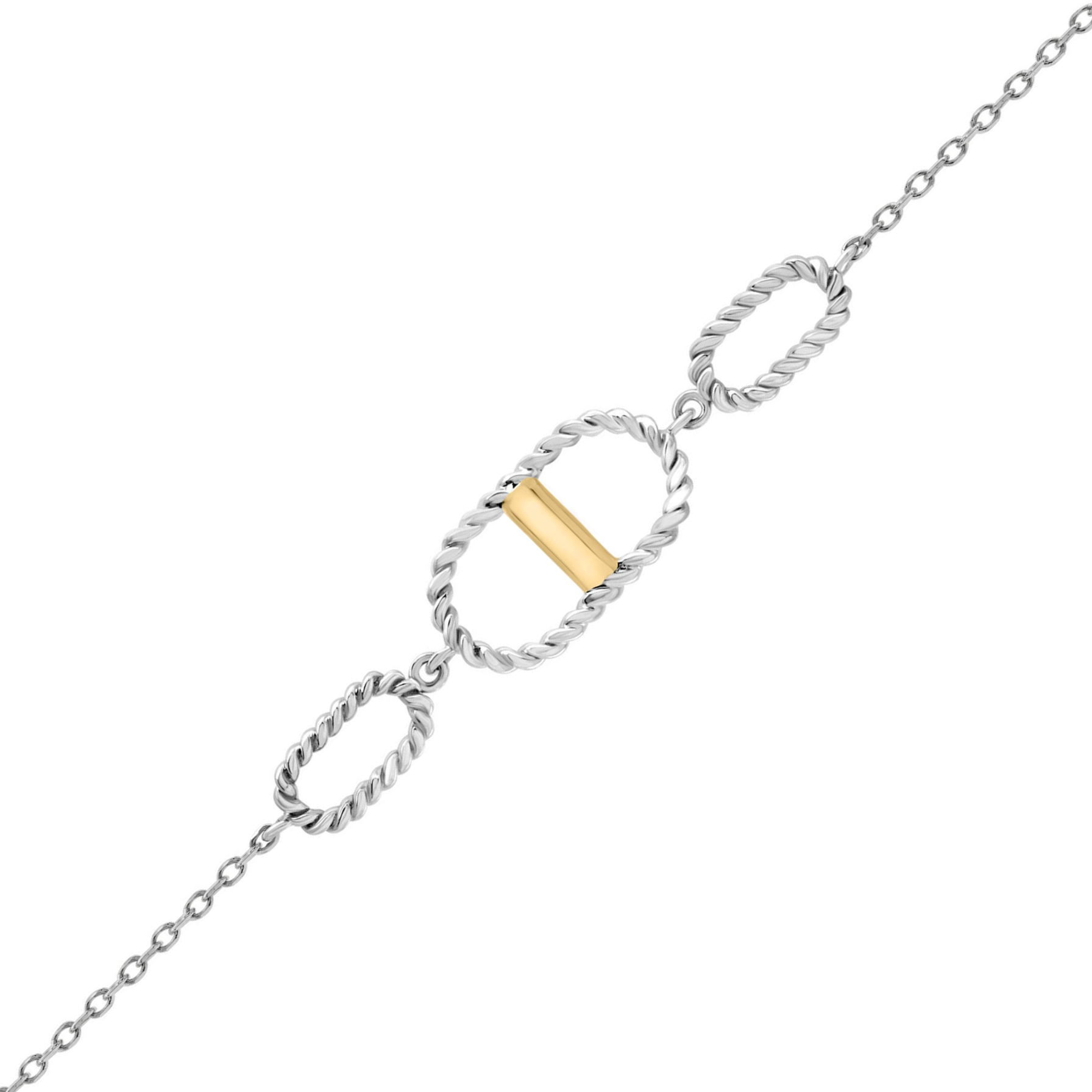 Bracelet 3 ovales torsadés – Argent & Or jaune