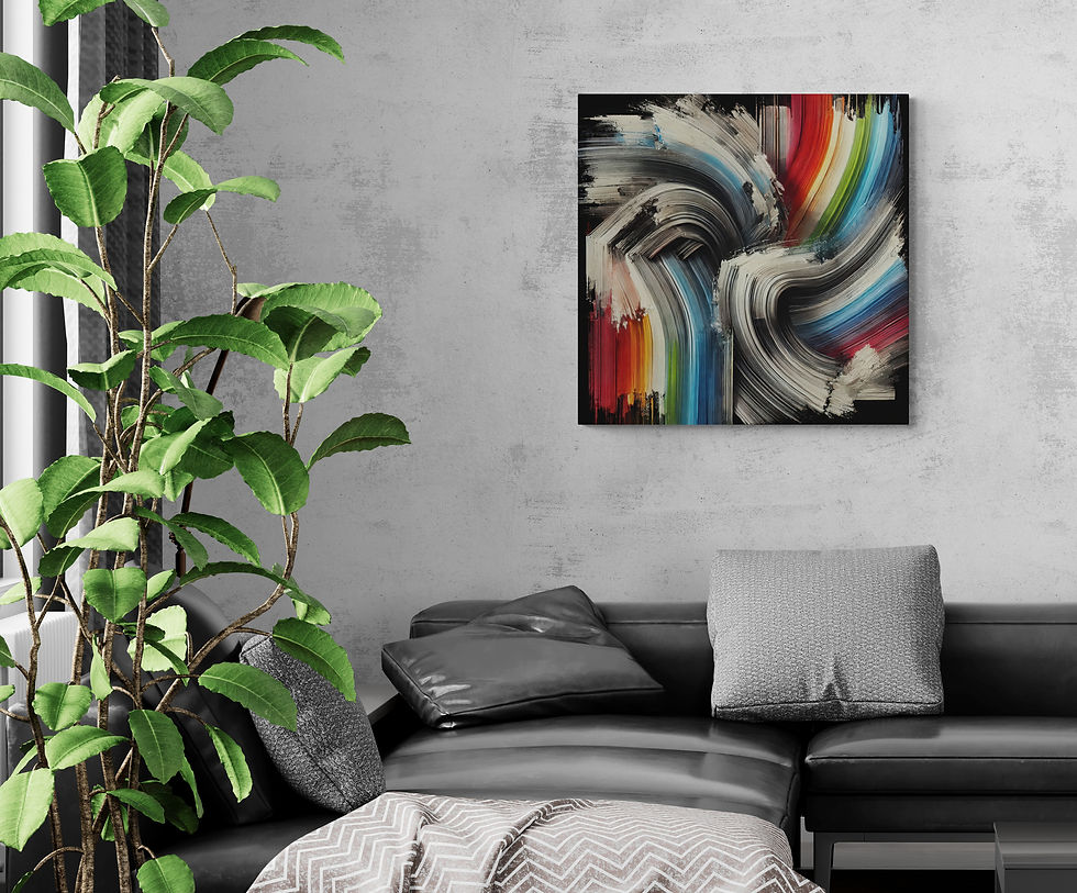 Thumbnail: Black and White Abstract Wall Art with Multi-color Brushstrokes