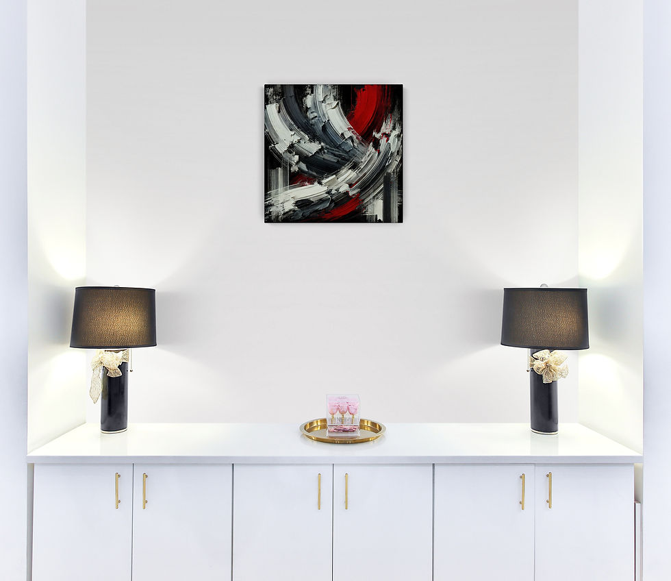Thumbnail: Black and White Abstract Wall Art with Accent Color Brushstrokes