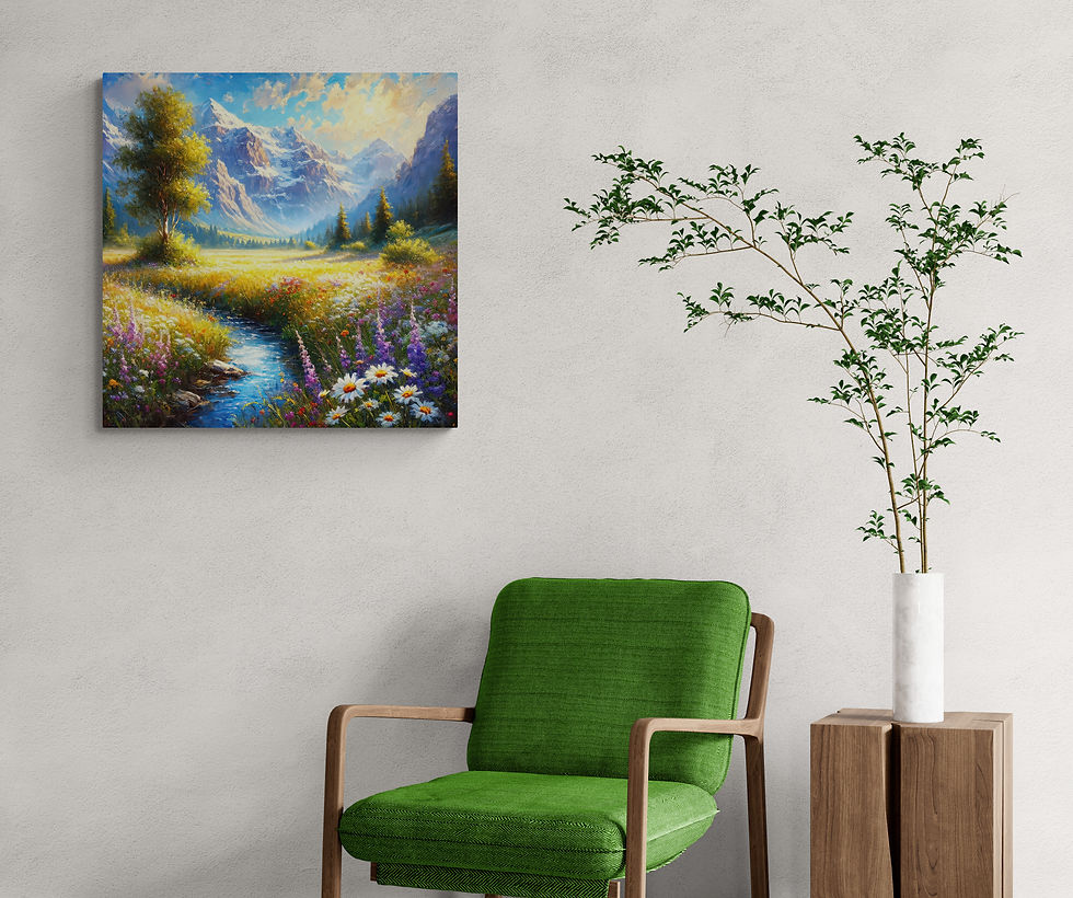 Thumbnail: Meadow Art | Landscape Wall Art - A Tranquil Oil Painting Image