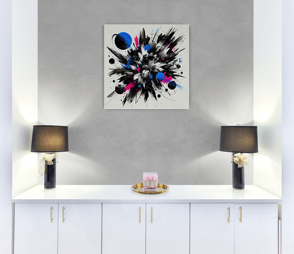 Thumbnail: Black and White Abstract Wall Art with Ink Blots and Splatter ft. Accent Color