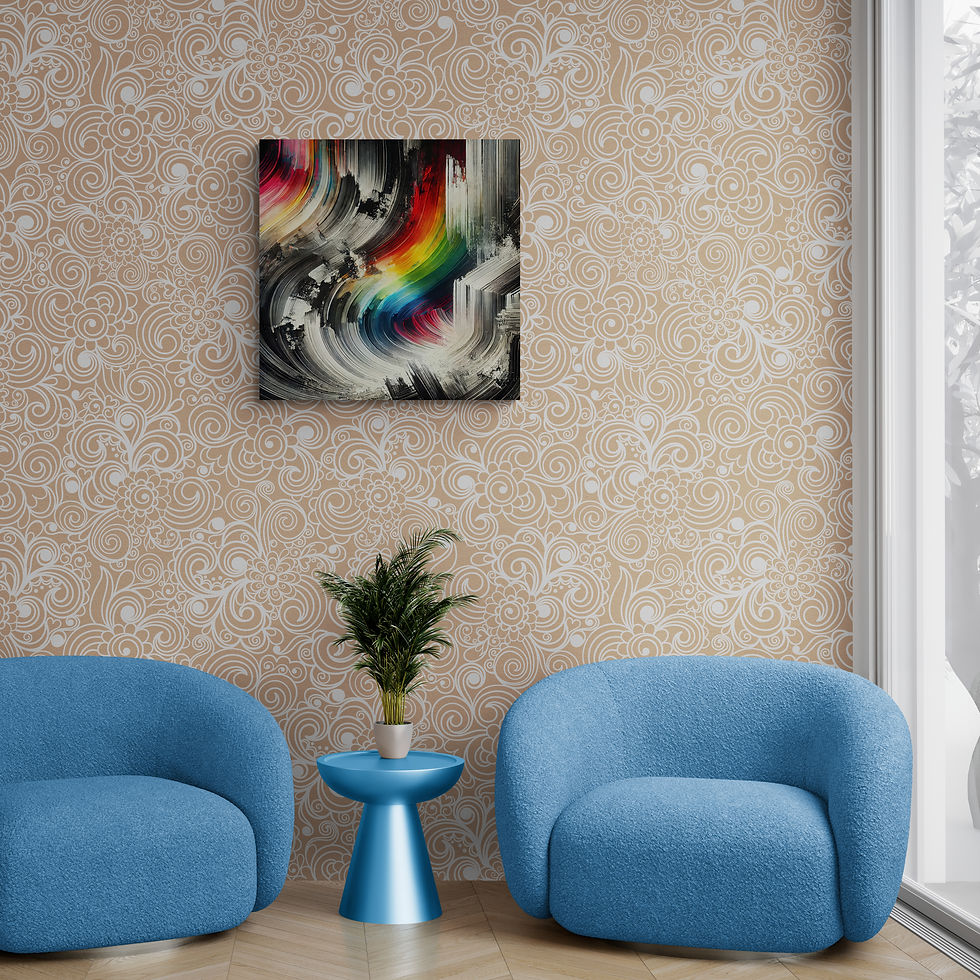 Thumbnail: Black and White Abstract Wall Art with Multi-color Brushstrokes