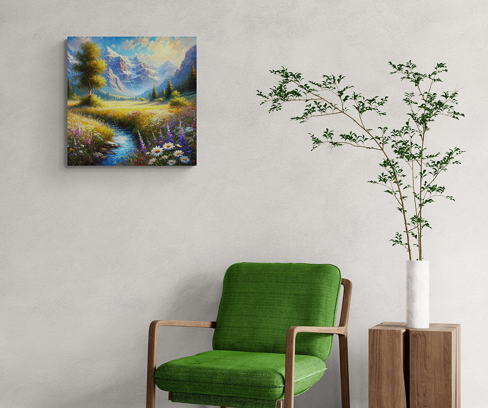 Thumbnail: Meadow Art | Landscape Wall Art - A Tranquil Oil Painting Image