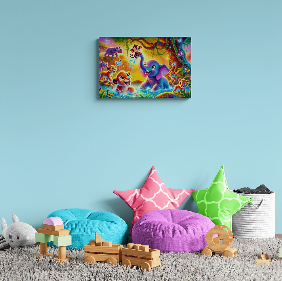 Thumbnail: Kids Art, Baby Art | Wall Art - Cartoon Jungle Safari Animals