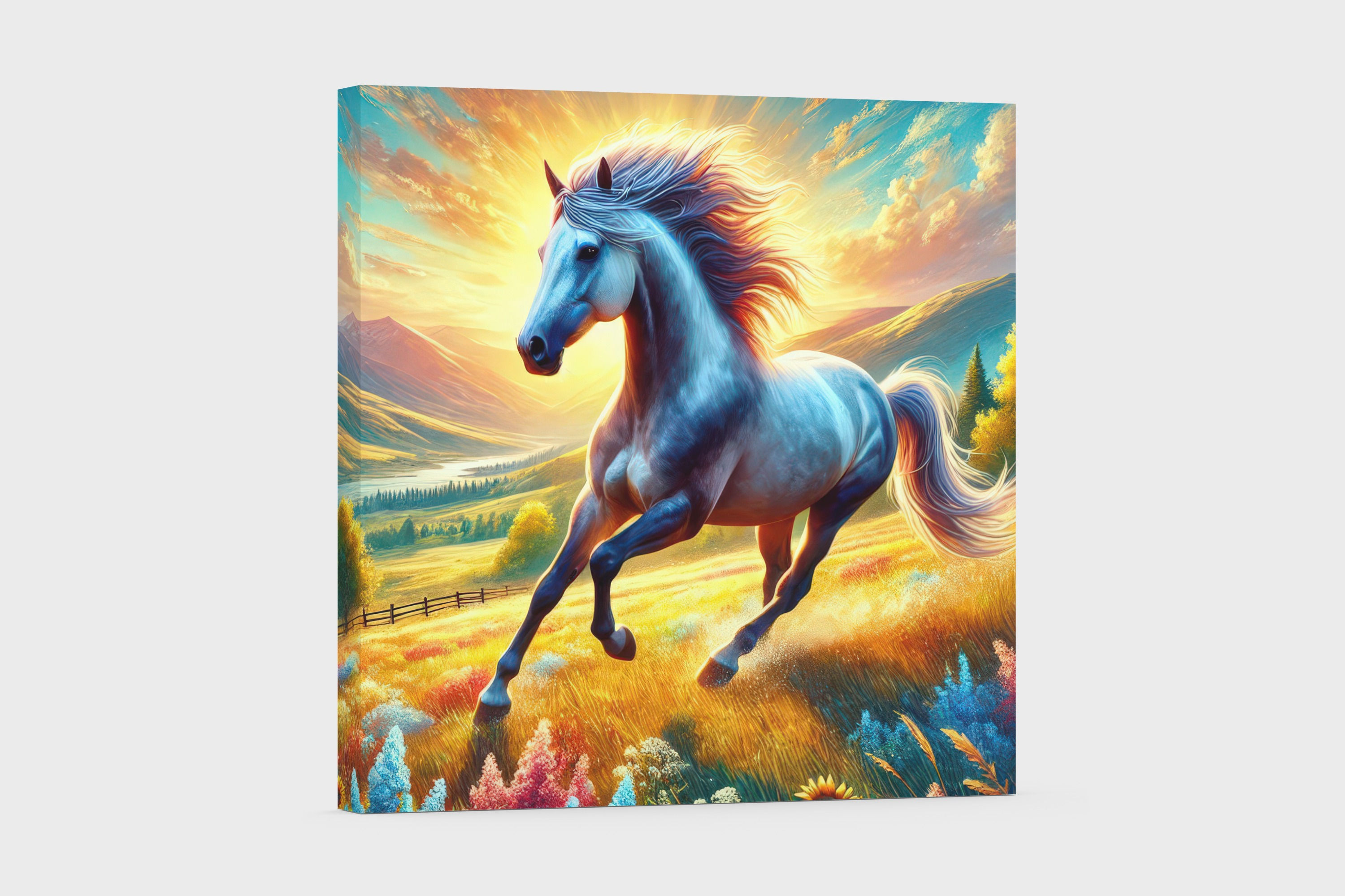 Kids Art | Wall Art - Horse Art Running in a Meadow