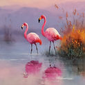 CanvasArtShop Pastel Artfdiii__Flamingos_standing_in_shallow_water_soft_pastel_colors_260