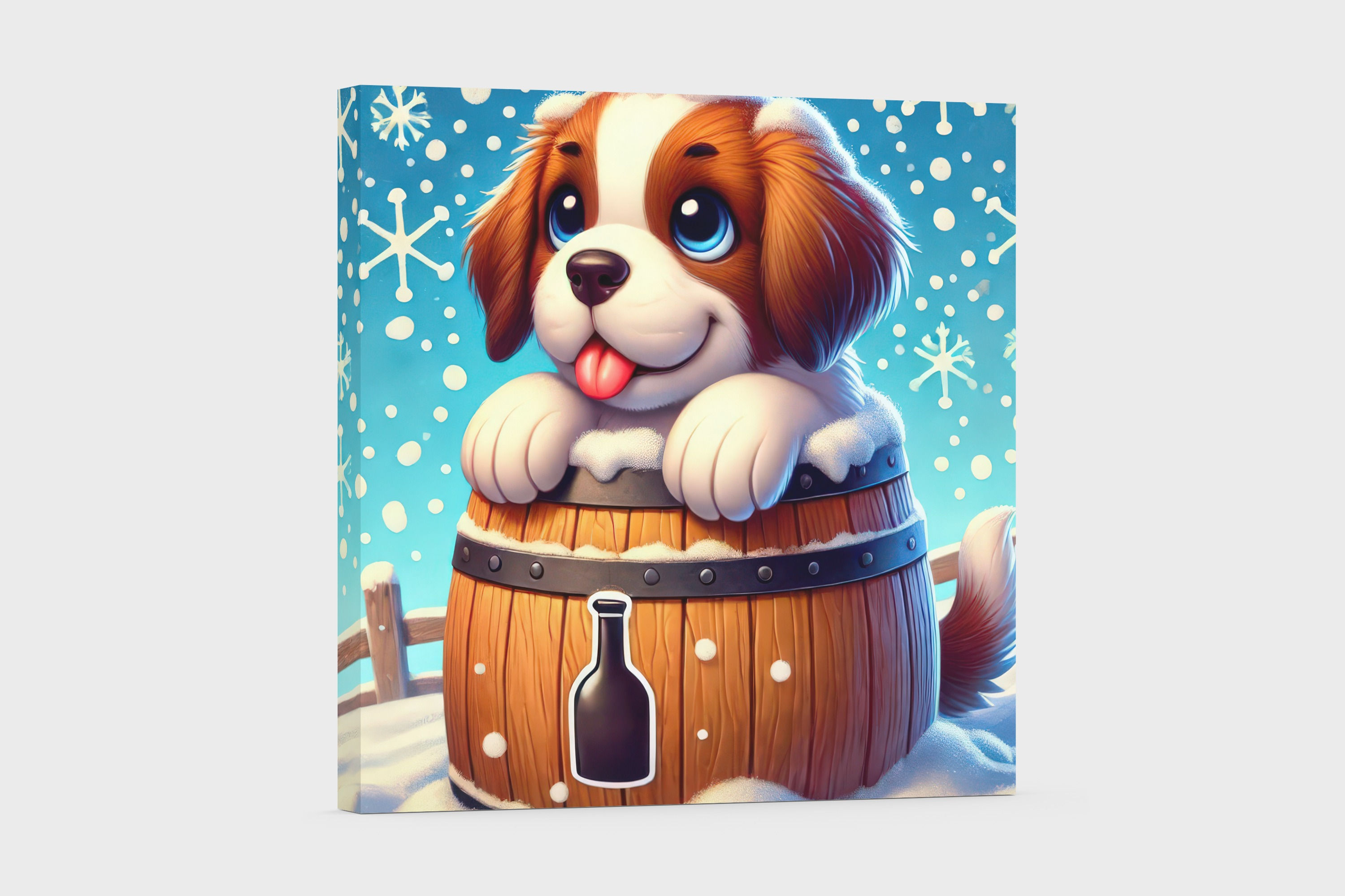 Kids Art | Wall Art - Dog Art of a St. Bernard Puppy in the Snow