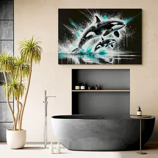bathroom canvas wall art prints featuring spa themes, ocean scenes, minimal designs and relaxing artwork for modern bathroom decor