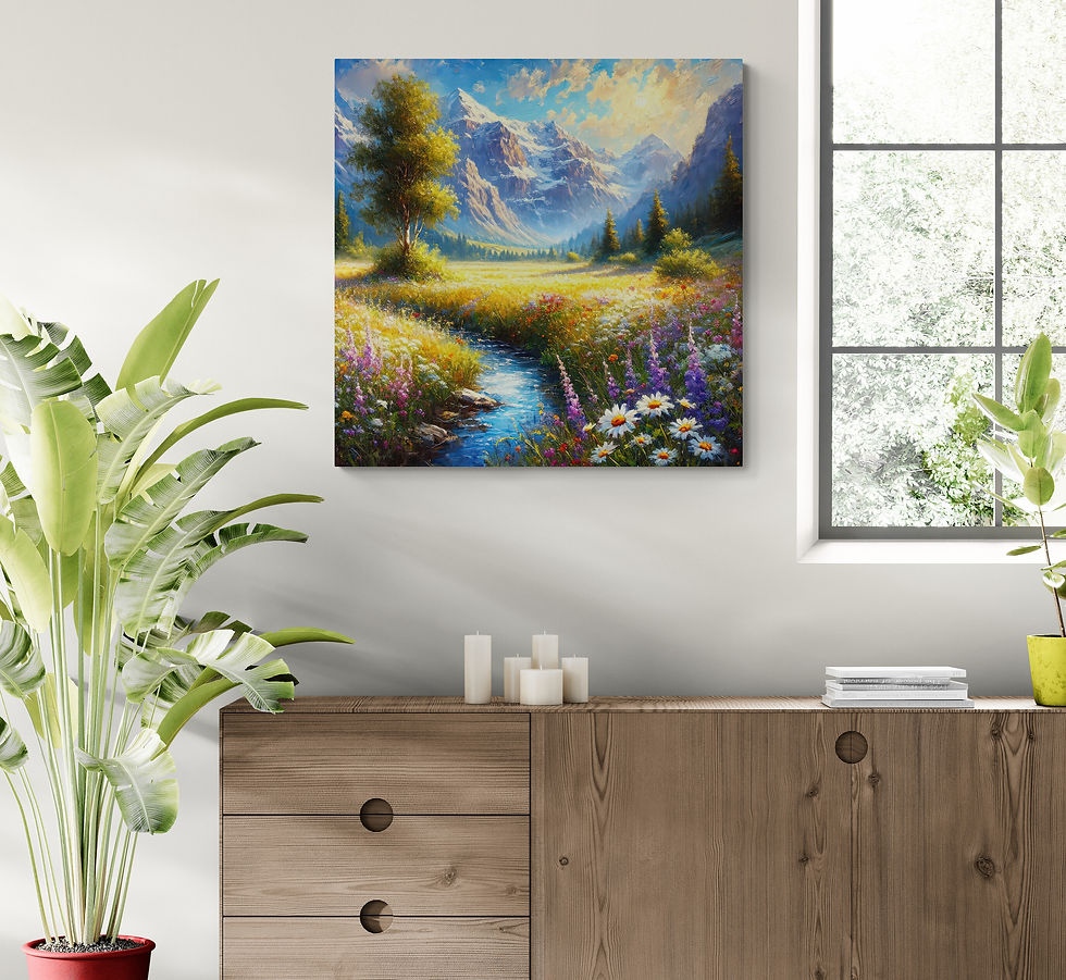 Thumbnail: Meadow Art | Landscape Wall Art - A Tranquil Oil Painting Image