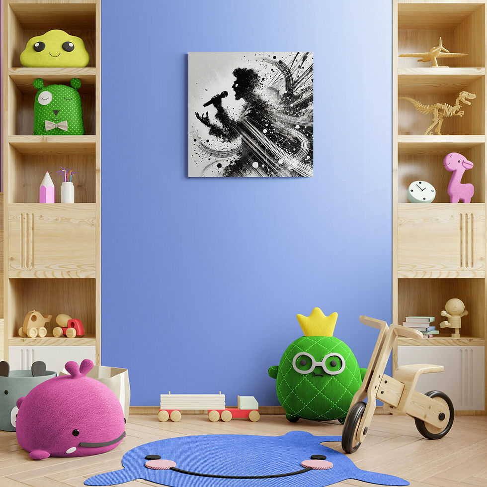 Thumbnail: Music Art | Wall Art - Black and White Art of a Male Singing