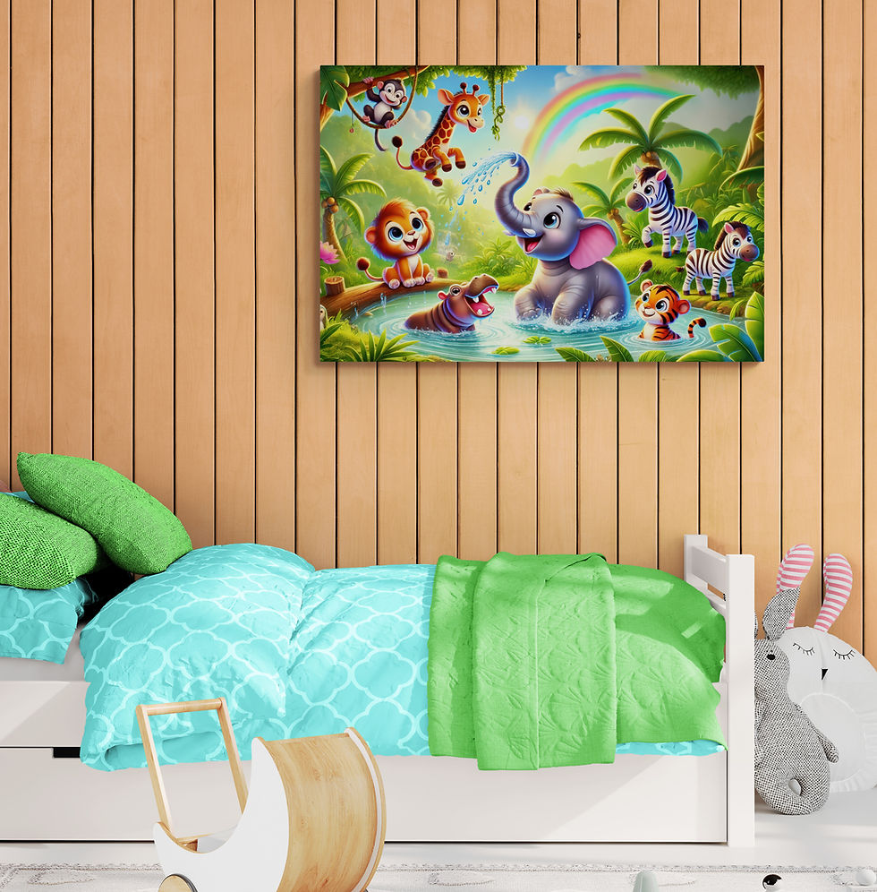 Thumbnail: Kids Art, Baby Art | Wall Art - Cartoon Jungle Safari Animals