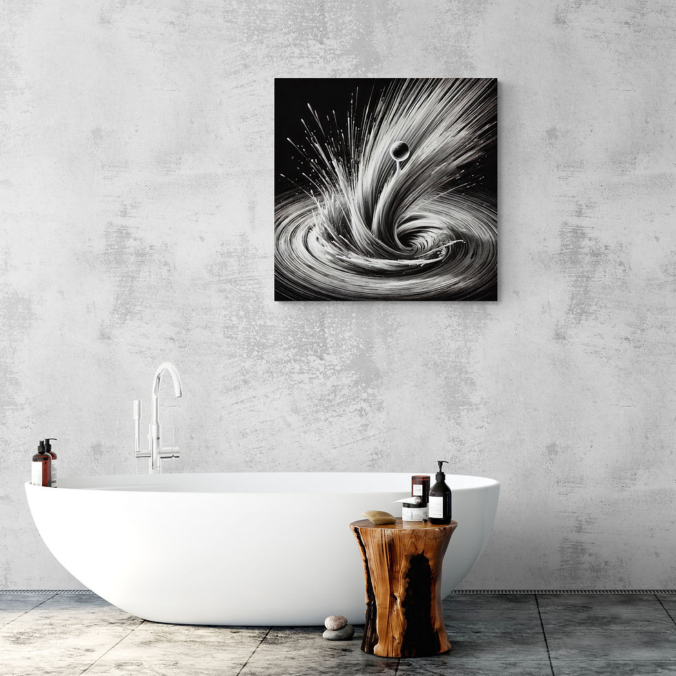 Thumbnail: Black and White Digital Motion Blur Canvas Wall Art of a Raindrop