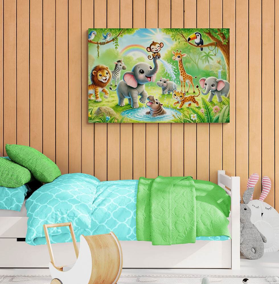 Thumbnail: Kids Art, Baby Art | Wall Art - Cartoon Jungle Safari Animals