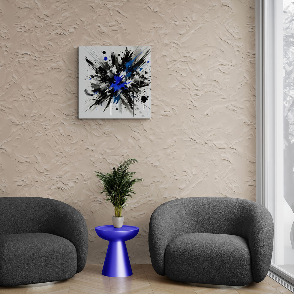 Thumbnail: Black and White Abstract Wall Art with Ink Blots and Splatter ft. Accent Color
