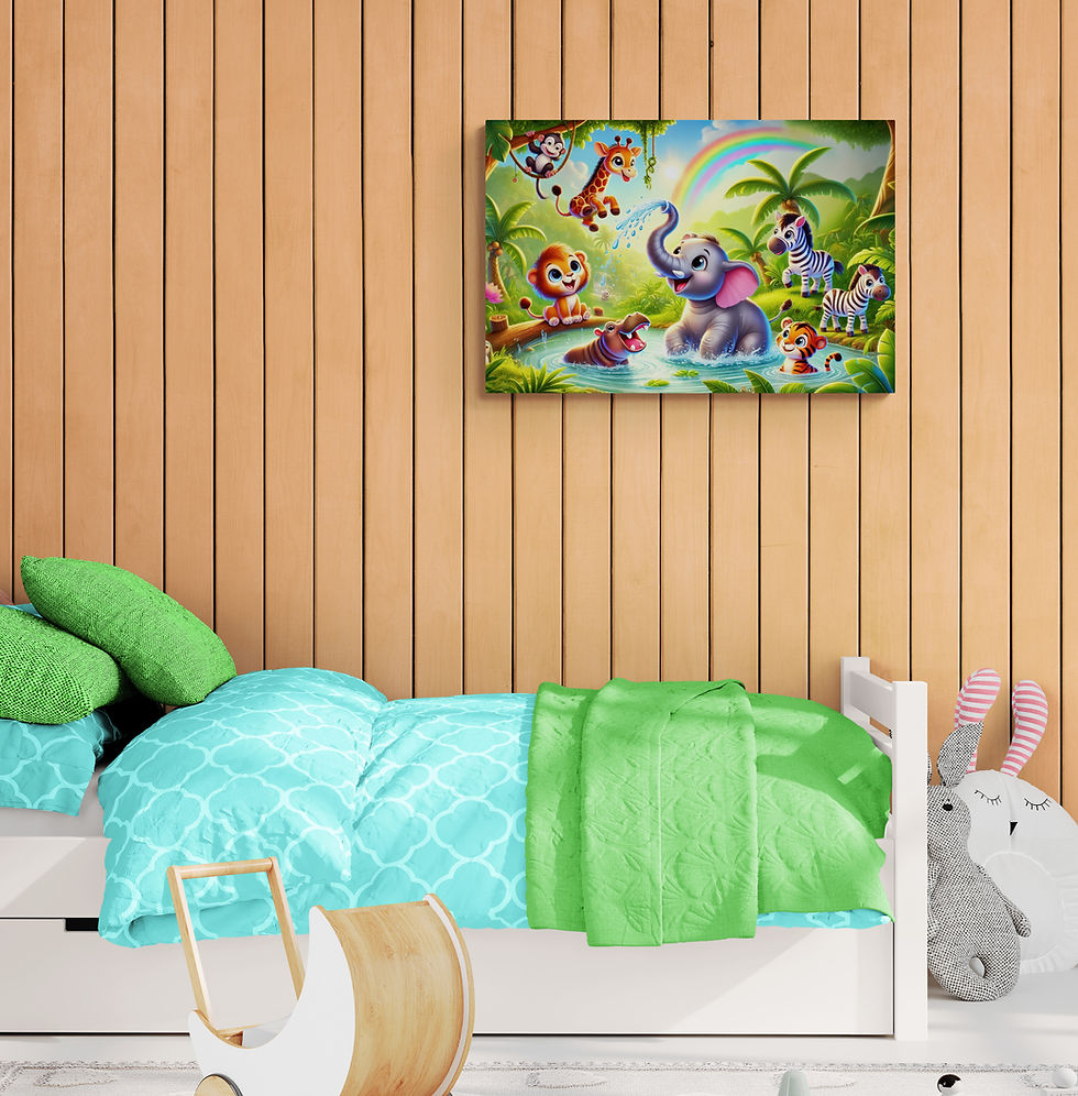 Thumbnail: Kids Art, Baby Art | Wall Art - Cartoon Jungle Safari Animals