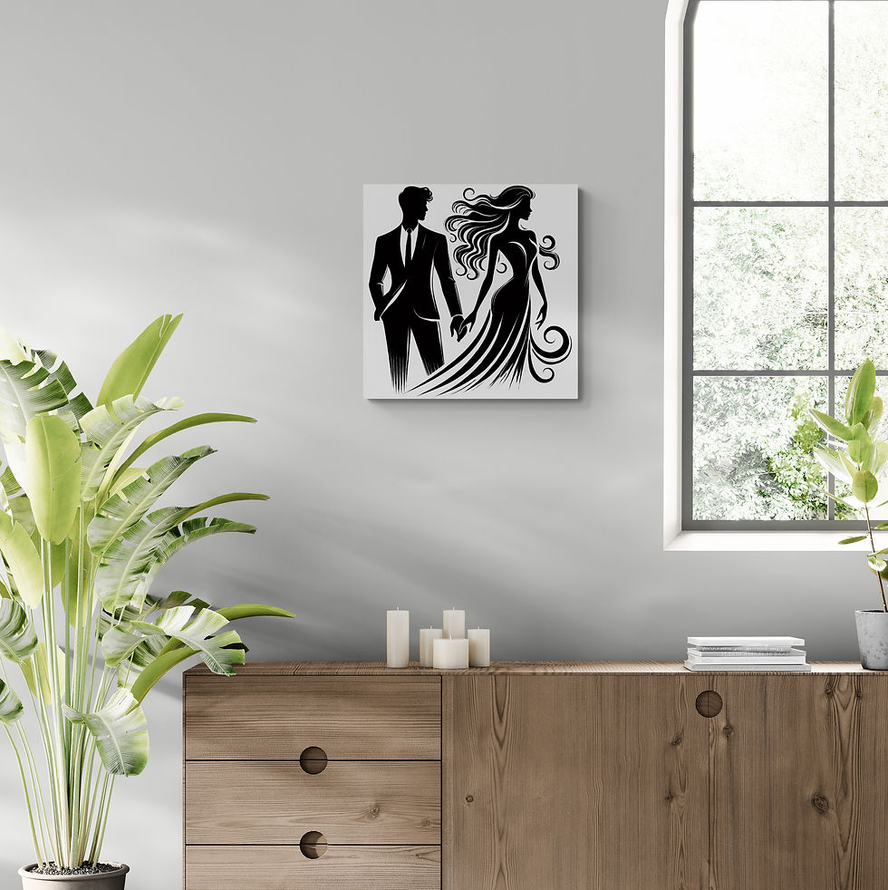 Thumbnail: Black and White Canvas Wall Art of a Male and Female Silhouette