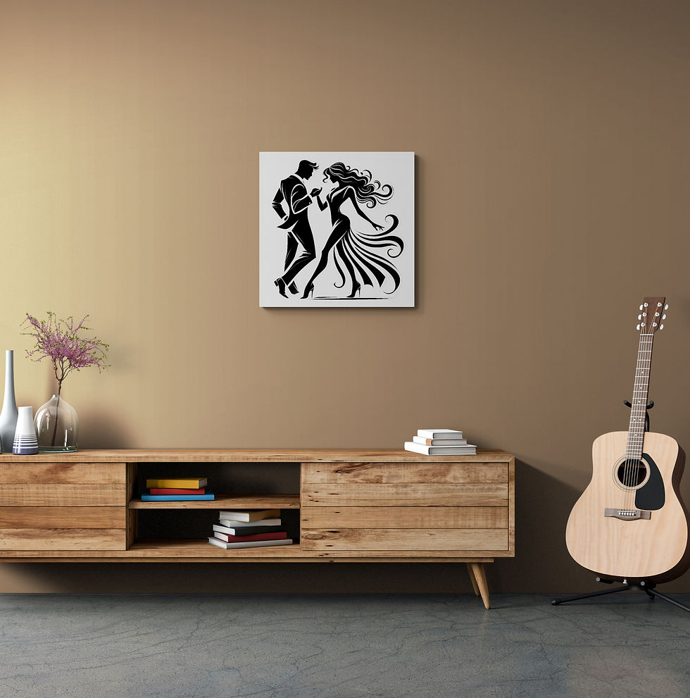 Thumbnail: Black and White Canvas Wall Art of a Male and Female Silhouette