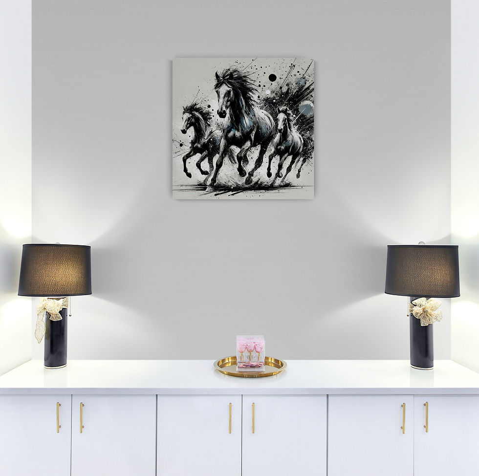 Thumbnail: Horse Art | Wall Art - Black and White Art of Horses Galloping
