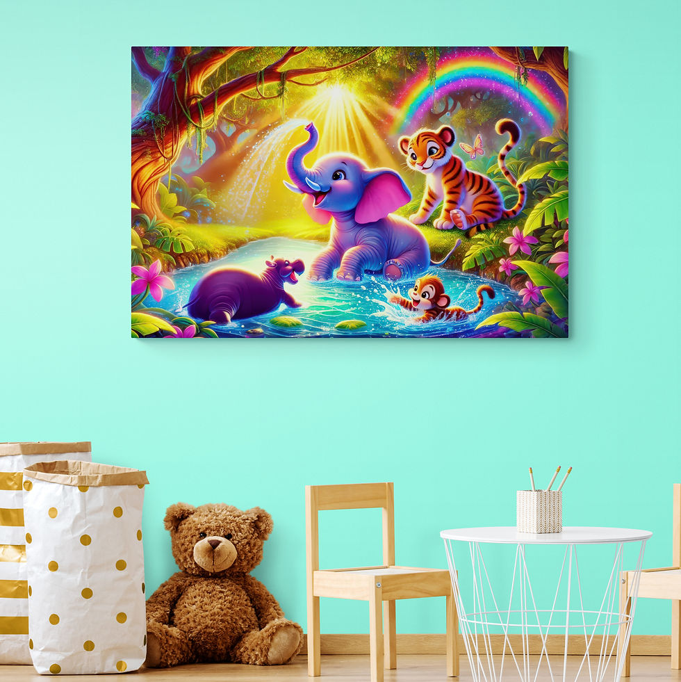 Thumbnail: Kids Art, Baby Art | Wall Art - Cartoon Jungle Safari Animals