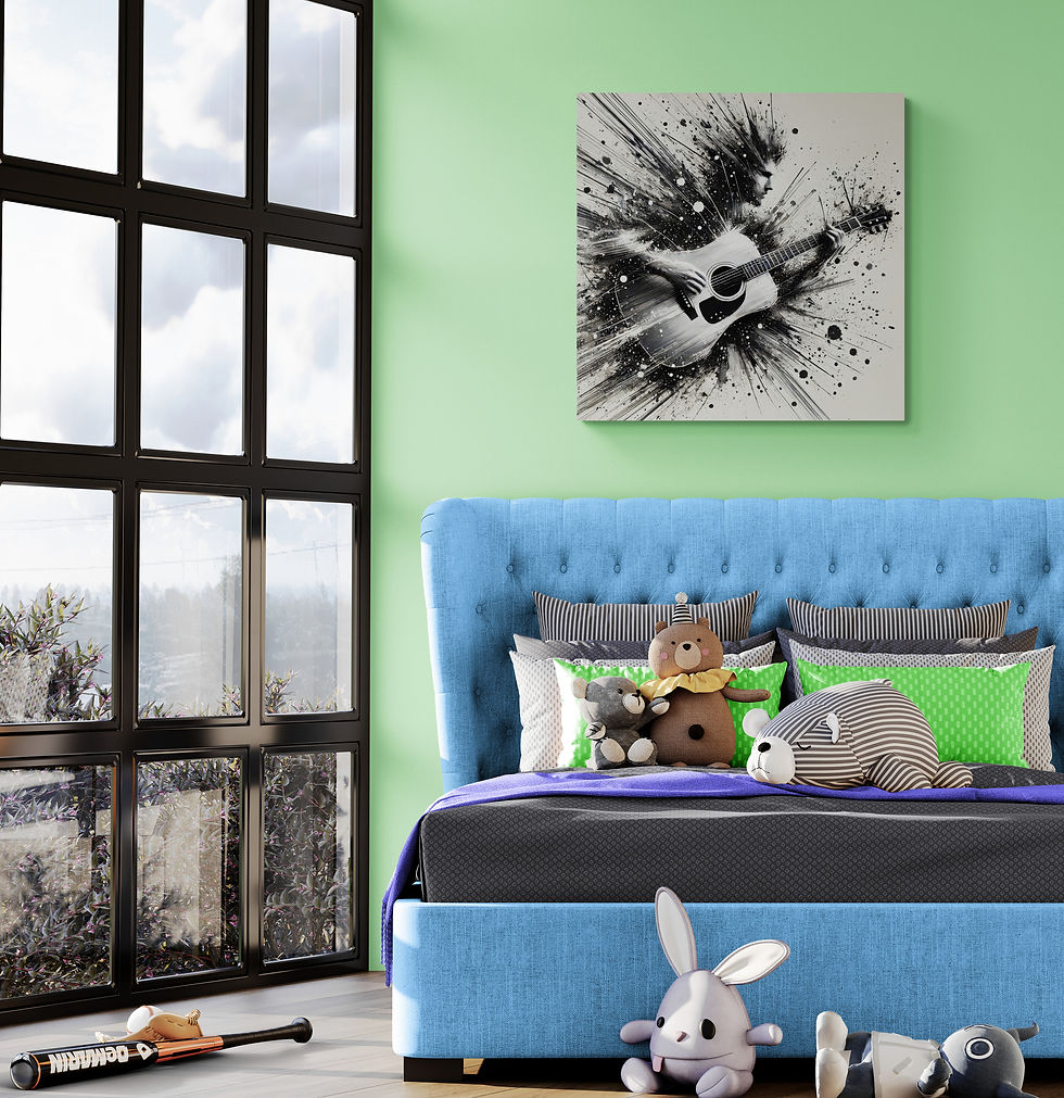 Thumbnail: Music Art | Wall Art - Black and White Art of a Male Playing Guitar