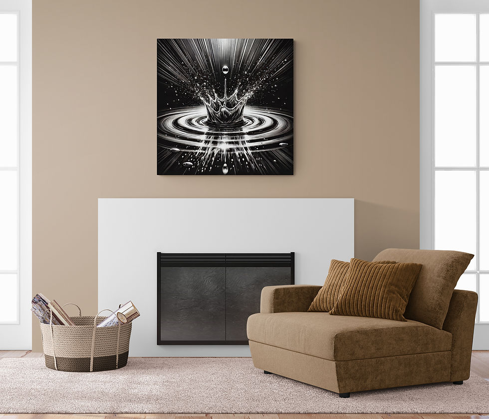 Thumbnail: Black and White Digital Canvas Wall Art of a Raindrop