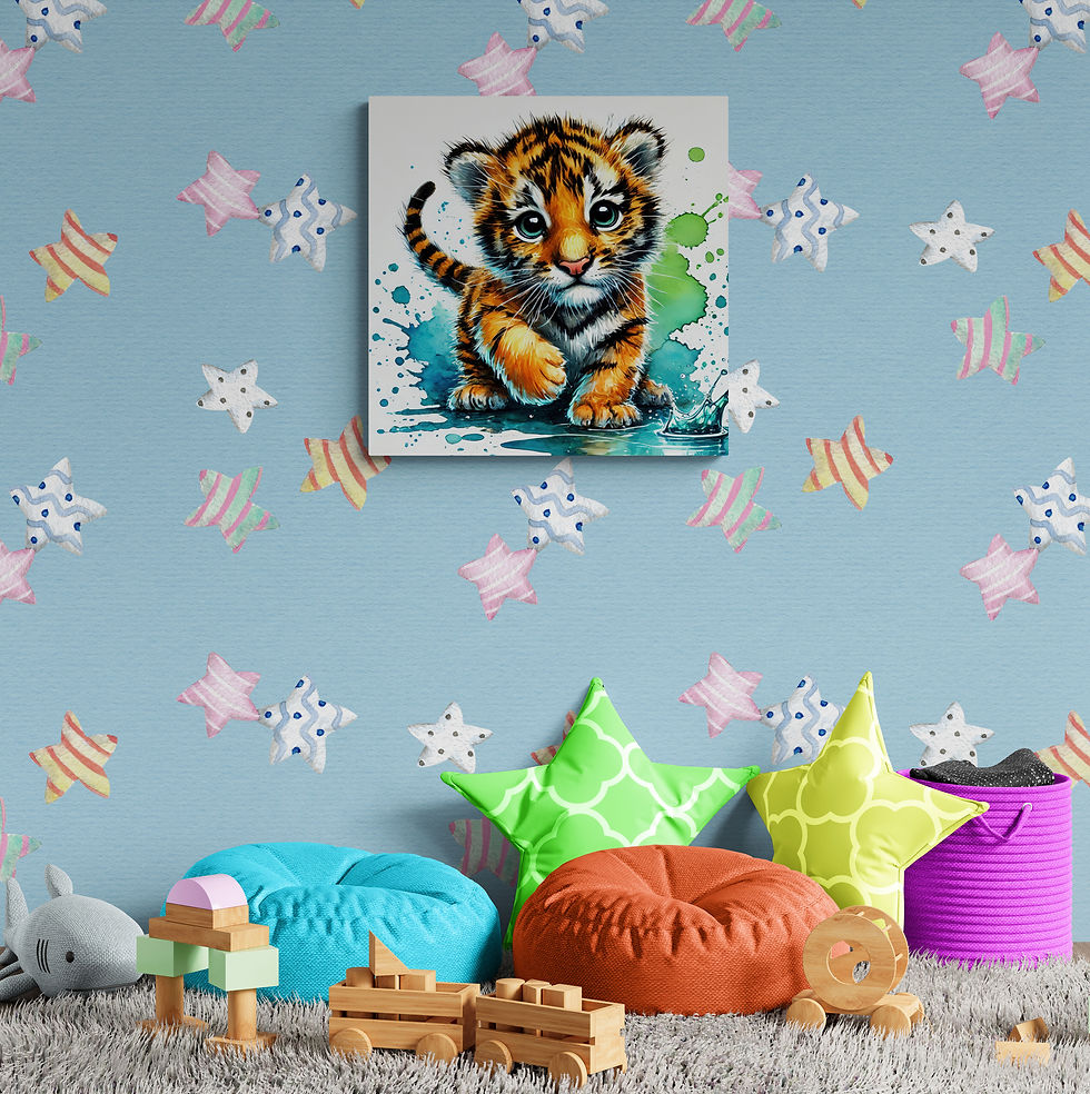 Thumbnail: Kids Art | Wall Art - Children Art, Tiger Art of a Baby Tiger Cub