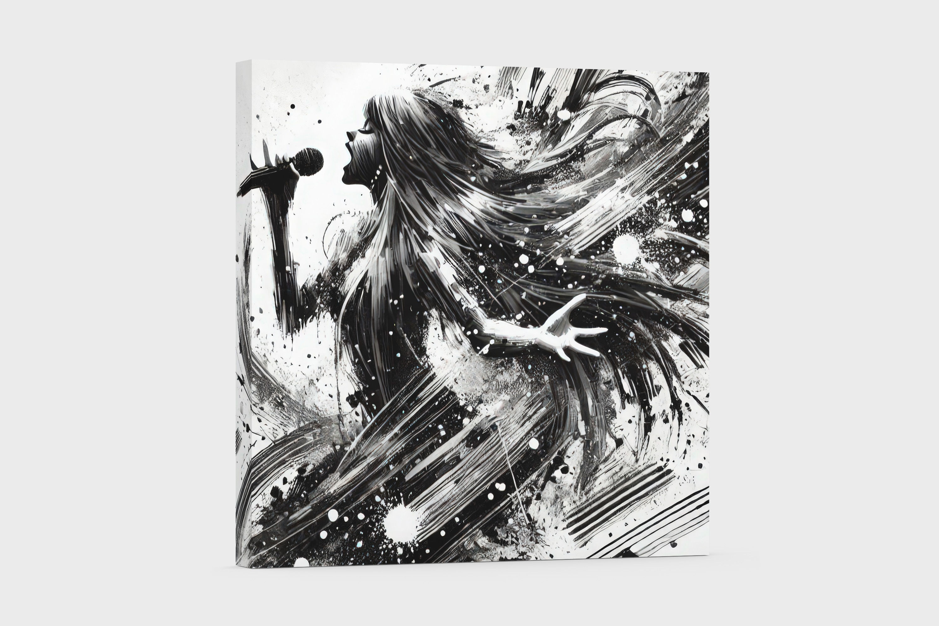 Music Art | Wall Art - Black and White Art of a Female Singing
