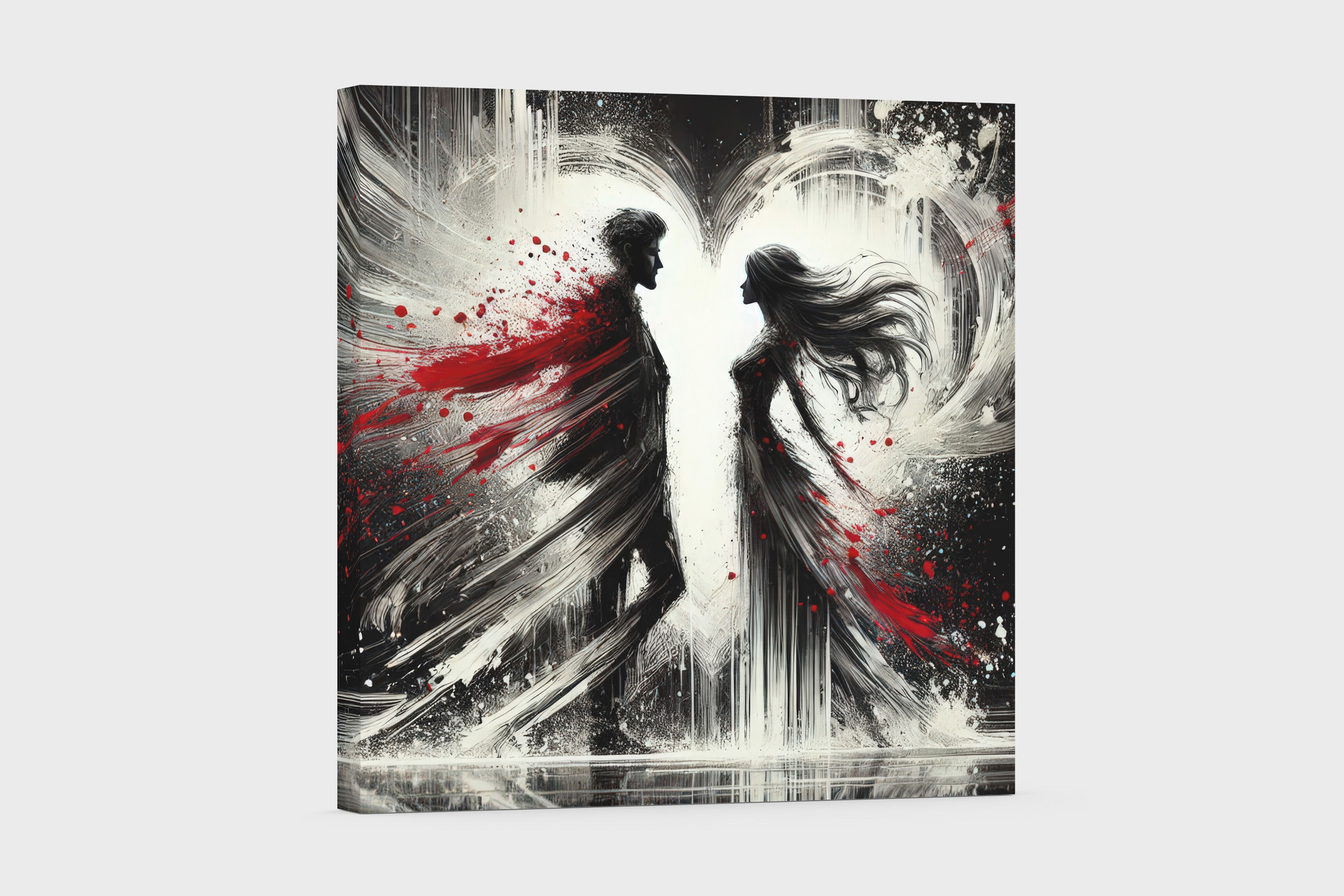 Black and White Motion Blur Impressionism Canvas Wall Art