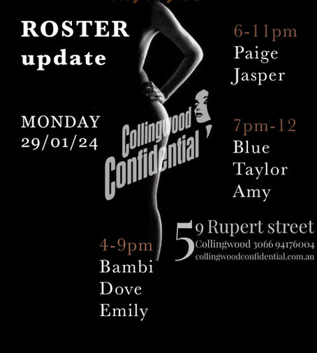 ROSTER UPDATE Monday 29/01/24!