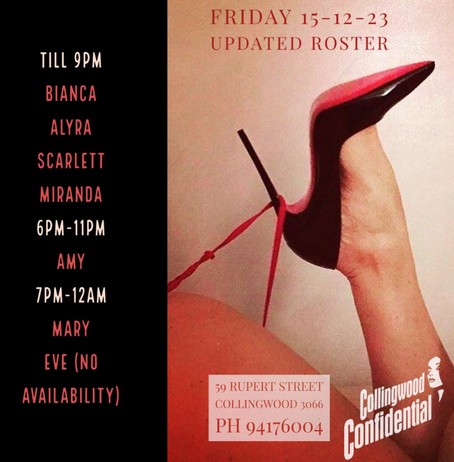 ROSTER UPDATE Friday 15th Dec 2023