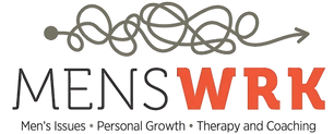 MensWRK brand logo with interlinked rings, representing connection, healing, and empowerment.