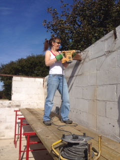 Lisa demolishing the garage