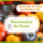 Permanence de vente le mercredi 27 août de 16h30 à 19h