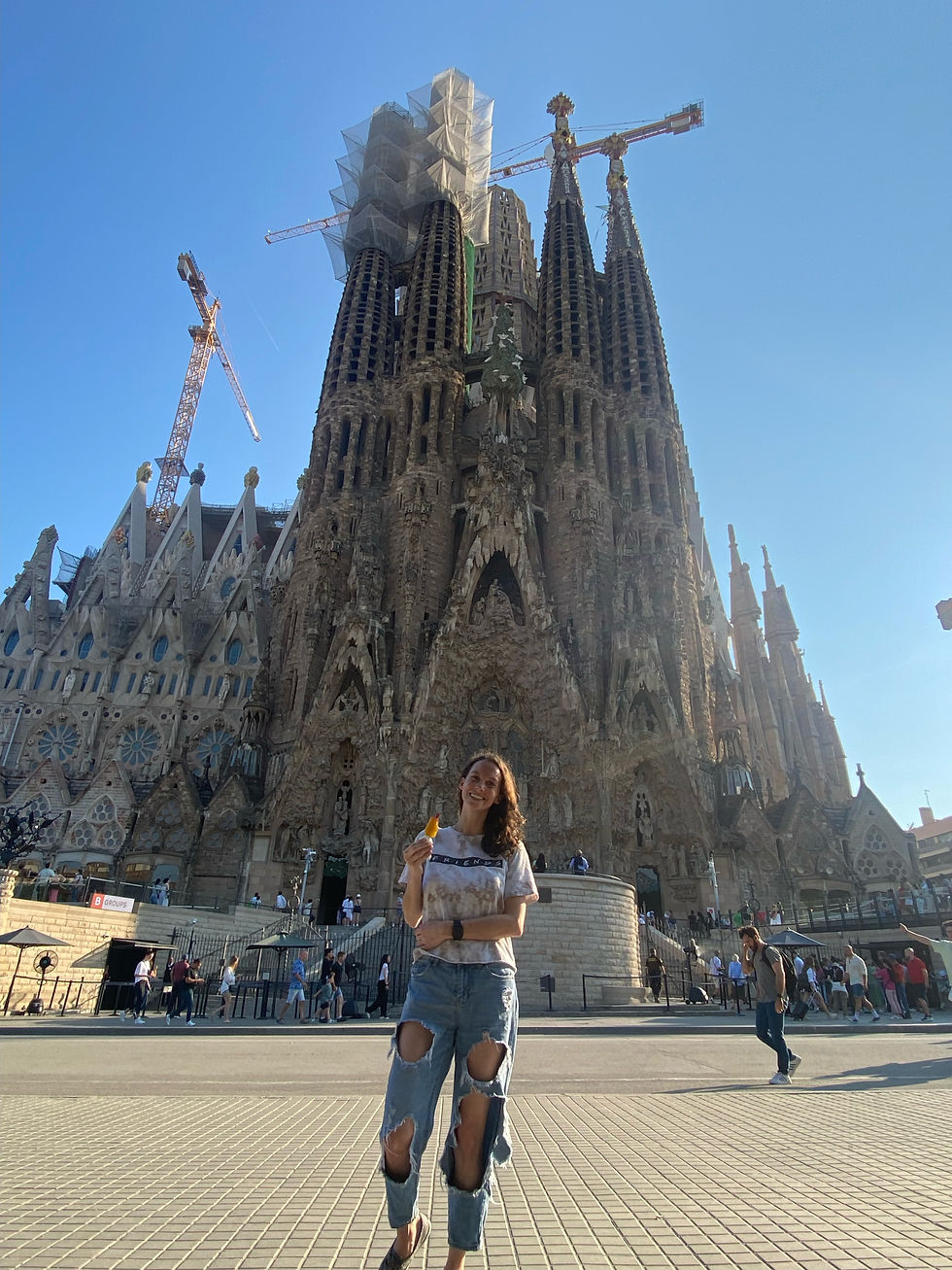 Taylor with Popsicle at Sagrada Familia