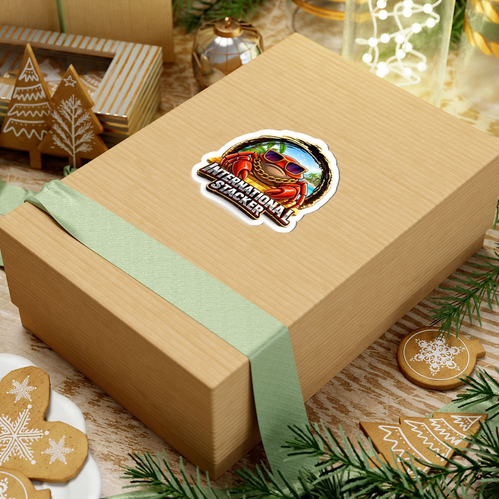 Thumbnail: Sticker — 'International Stacker' Crab Logo Waterproof Kiss-Cut