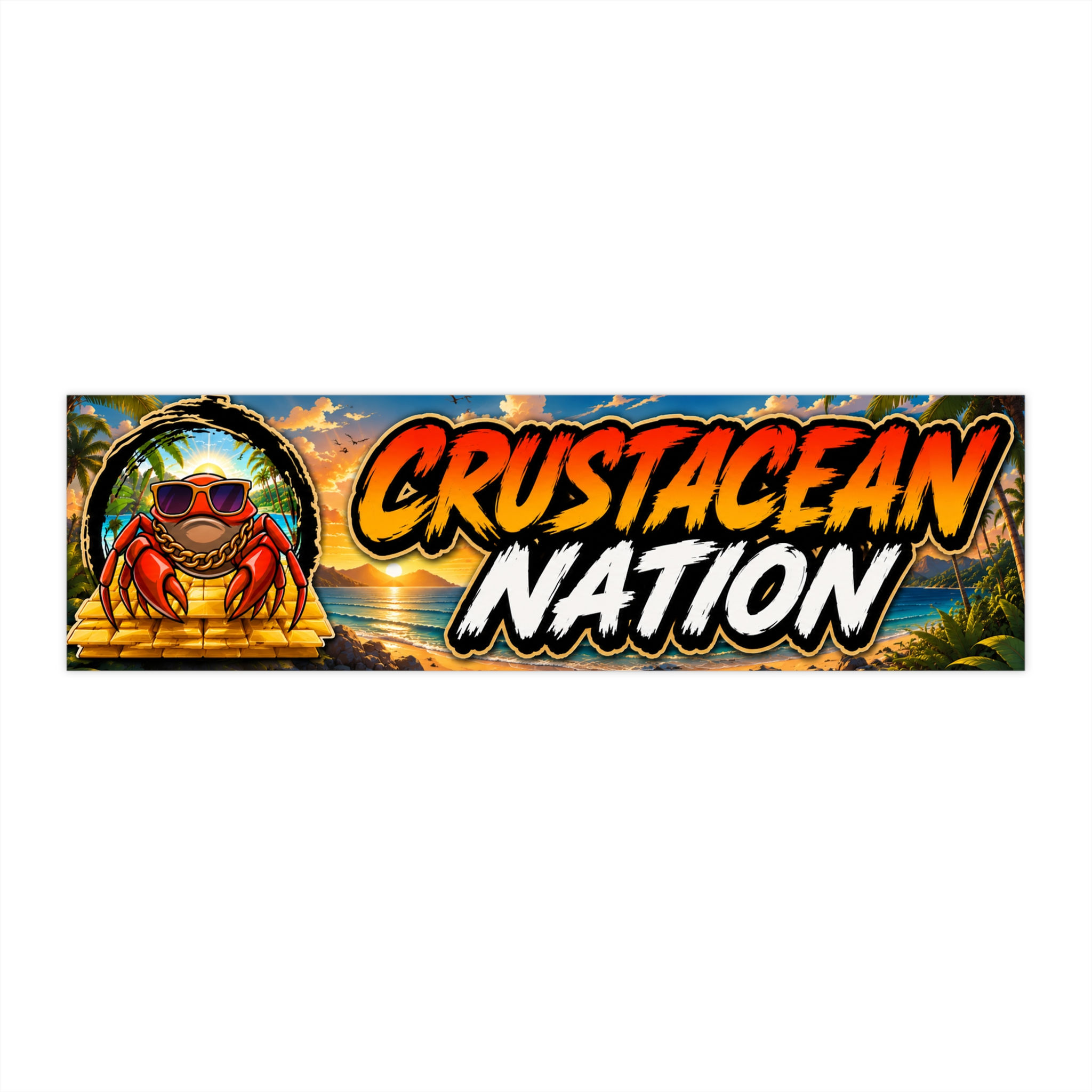 Bumper Sticker — 'Crustacean Nation' Tropical Crab Decal!