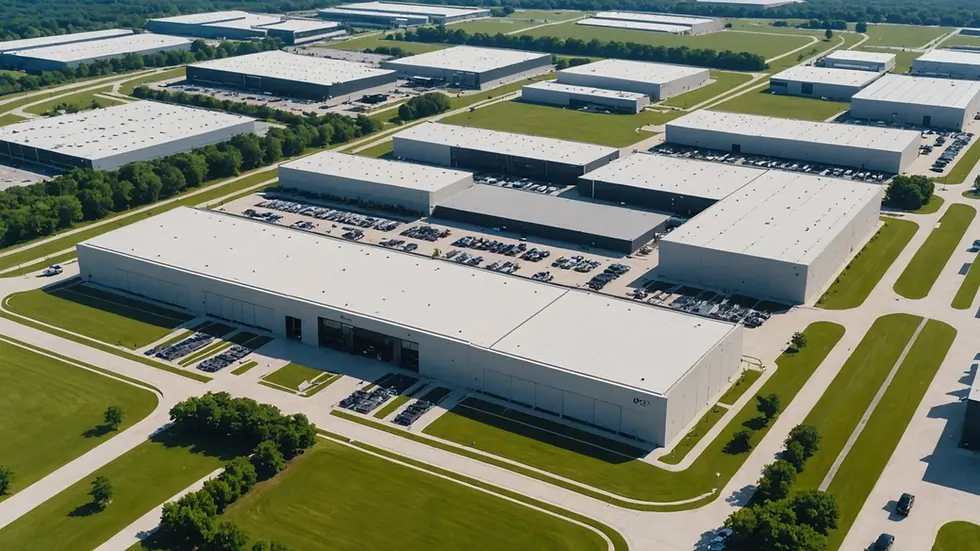 High angle view of a sprawling data center campus in Texas